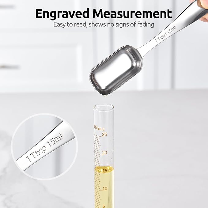 U-Taste Narrow Square Measuring Spoons: 18/8 Stainless Steel Kitchen Measure - Image 5