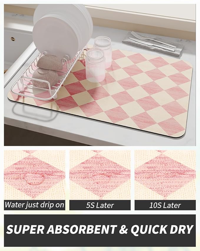 AMOAMI Coffee Mat Hide Stain Rubber Backed Absorbent Dish Drying Mat - Image 3