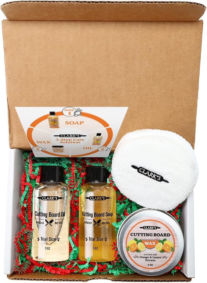 CLARK'S Cutting Board Care Kit, Includes Wood Cutting Board Oil, and Buffing Pad - Image 2