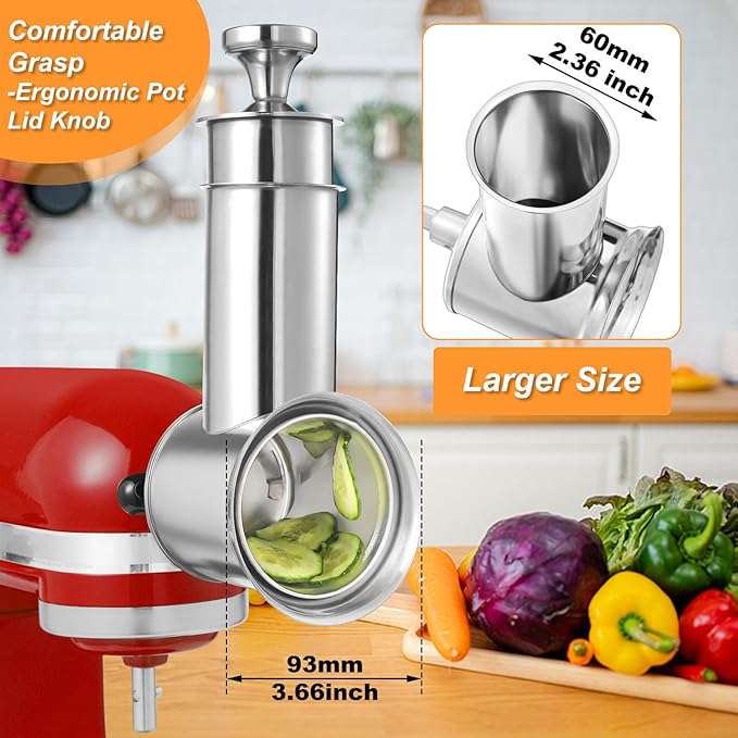 Large Stainless Steel Slicer Shredder Attachment - Image 4