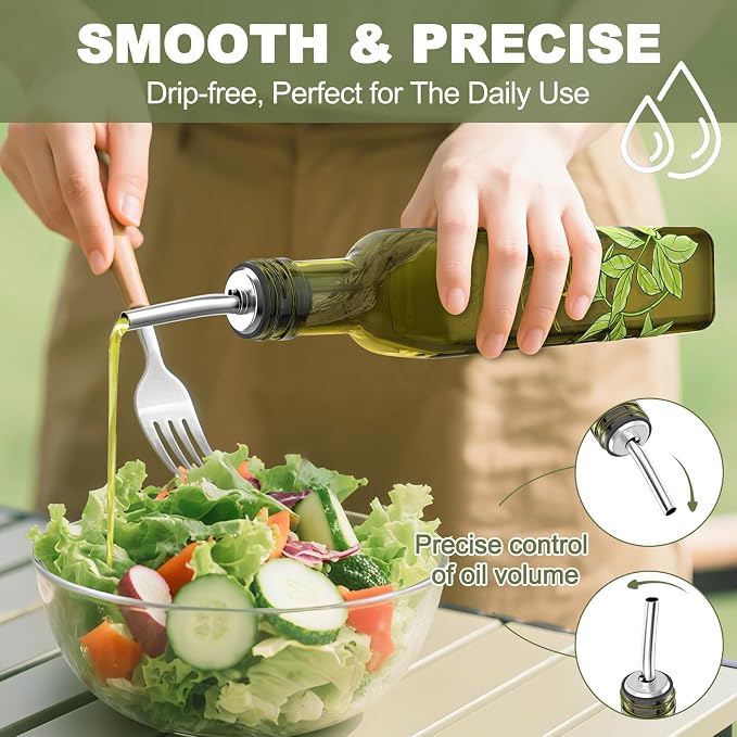 COOLMI Oil and Vinegar Dispenser Set - 17oz/500ML Premium Glass Olive Oil - Image 3