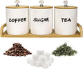 Coffee Tea Sugar Container Set of 3, Farmhouse Storage Containers Jars by EQEYBRAND
