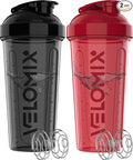VELOMIX -2 Pack- 28 oz Protein Shaker Bottles by VELOMIX