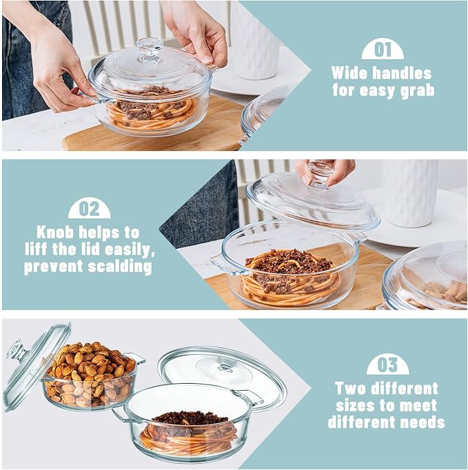 Maxcheck 2 Pieces Glass Casserole Dish - Image 3