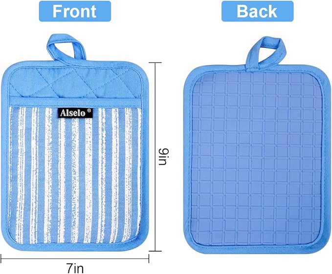 Alselo Silicone Pot Holders Set of 3 Heat Resistant & Non Slip Potholders - Image 2