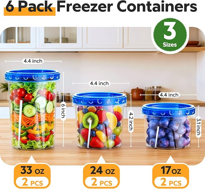 HOMETALL Freezer Storage Containers, Airtight Plastic Food Storage Containers - Image 2