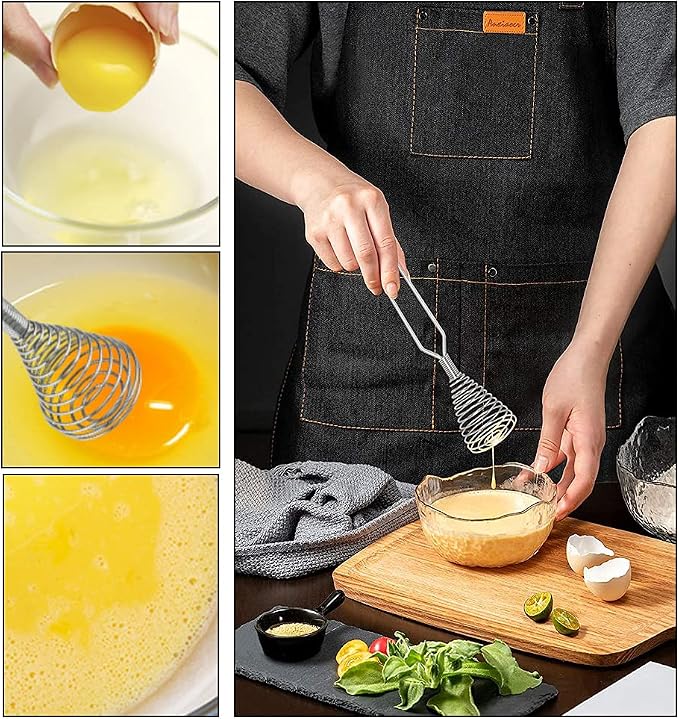 Stainless Steel Spring Coil Whisk Set 2 Pack, Wire Whip Egg Beater, Kitchen - Image 7