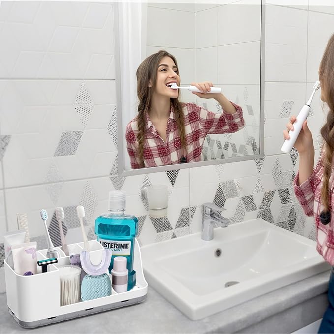 QIYVLOS Bathroom Organizers and Storage, 8 Slots Detachable Toothbrush Holders - Image 2