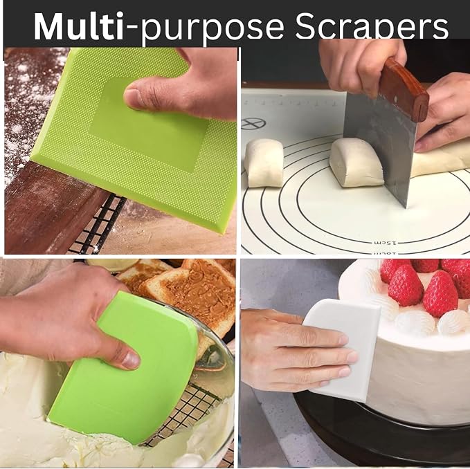 BOORIKA Dough Scraper & Bench Scraper Kitchen – Stainless Steel Sourdough Tools - Image 4