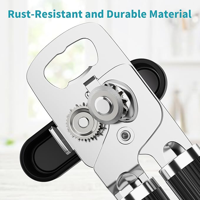 Ultrean Manual Can Opener Bottle Opener, Heavy Duty Stainless Steel Smooth Edge - Image 3
