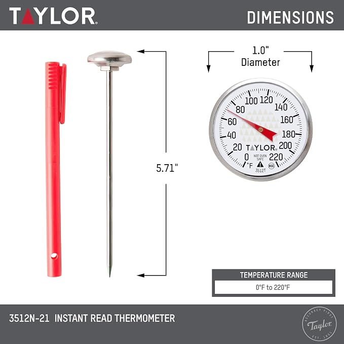 Taylor Instant Read Analog Meat Food Grill BBQ Cooking Kitchen Thermometer - Image 3