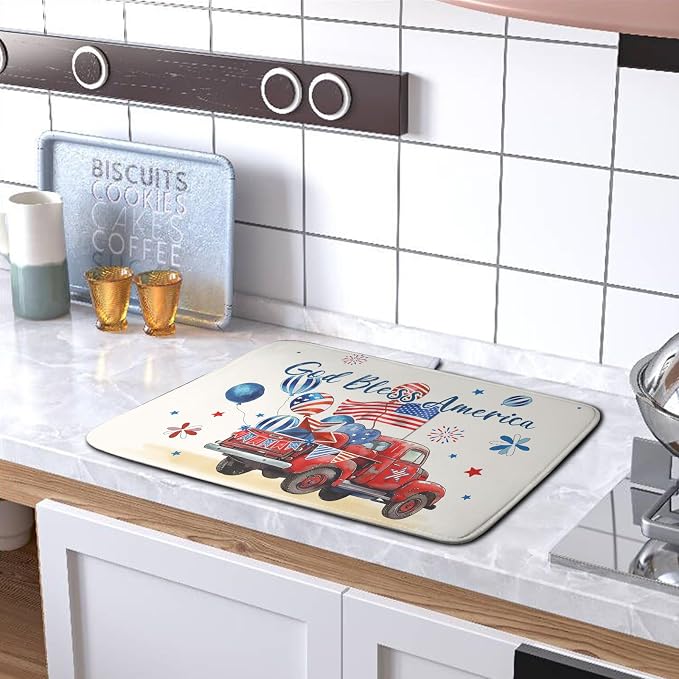 4th of July Drying Mat for Kitchen Counter 16 x 18 US Independence Day - Image 5