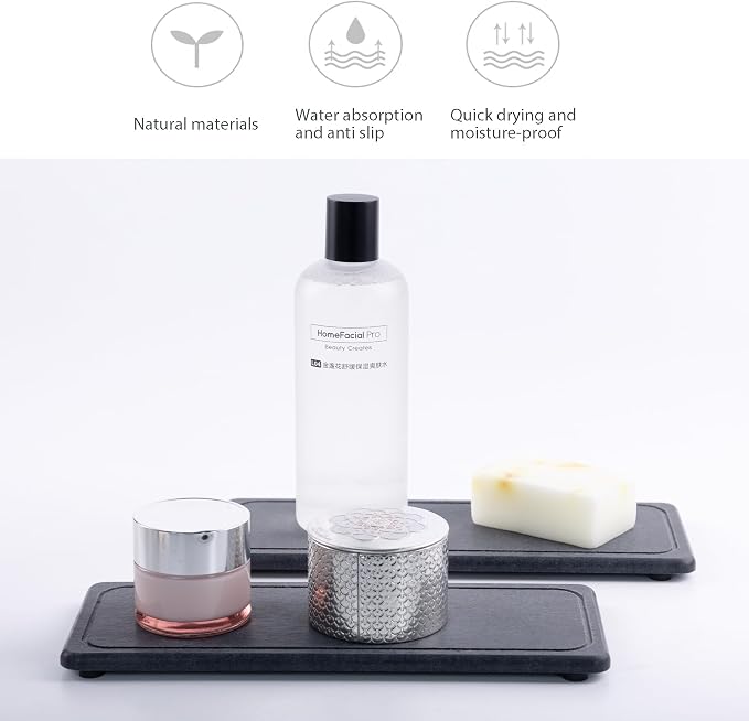 NiuYichee 2 Pcs Water Absorbing Stone Trays, Kitchen/Bathroom Sink Soap Dish - Image 2
