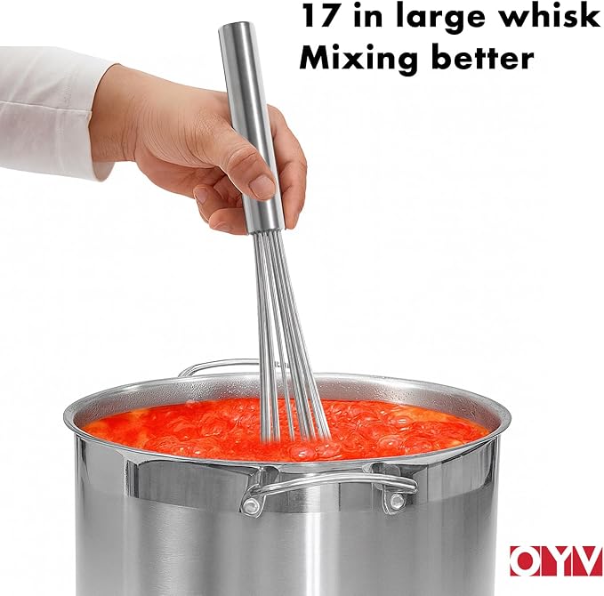 OYV 18/10 Stainless Steel Large Whisk, Mixing Batter, Making Sauces, Long Wisk - Image 5