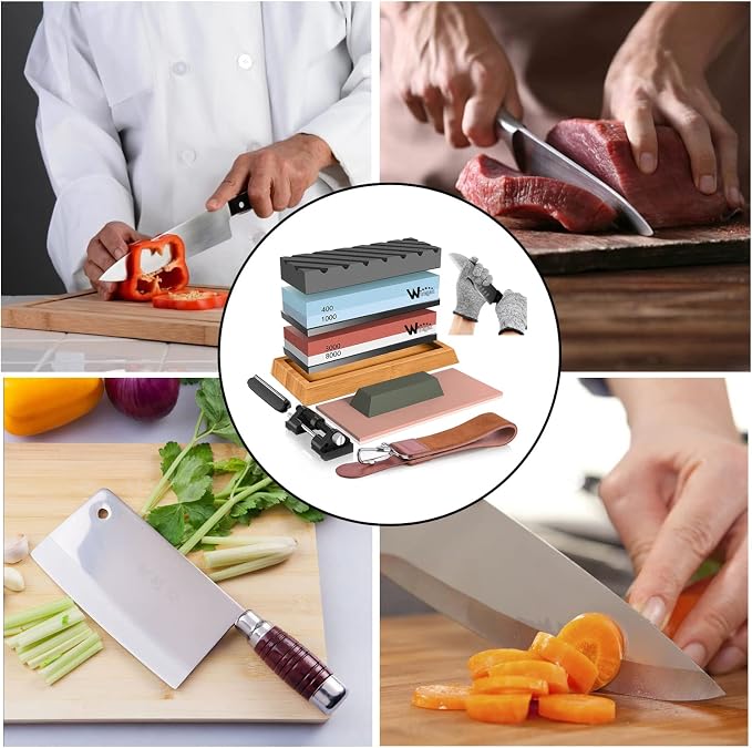 Knife Sharpening Stone Kit – 400/1000 3000/8000 Grit Wet Kitchen Whetstone - Image 7
