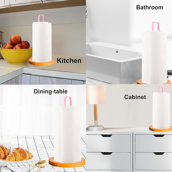 TONLEA Wooden Paper Towel Holder Countertop, Kitchen-Towel-Holder FreeStanding - Image 6