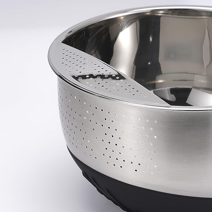 Rice Washing Bowl with Strainer Quinoa Washer Bowl, Stainless Steel Side - Image 6
