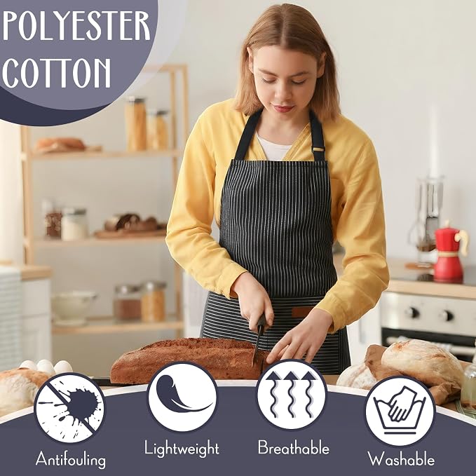 Handepo 12 Pcs Cotton Aprons for Women Men - Image 4