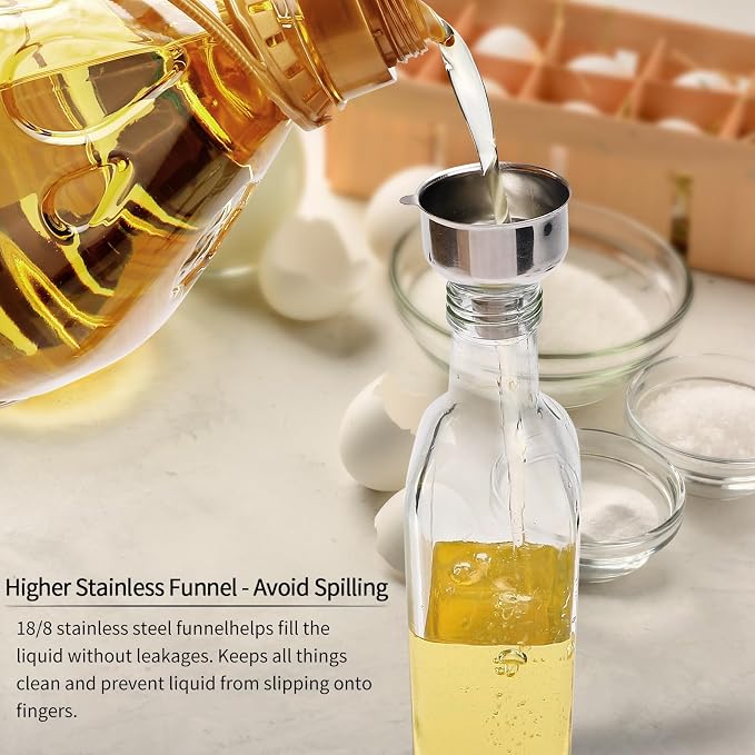 BAKHUK 4 Pack 17oz Olive Oil Dispenser Bottles, 500ml Clear Glass Vinegar Cruet - Image 3