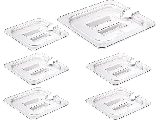 CURTA 6 Pack NSF Notched Food Pan Cover, 1/6 Size Clear Polycarbonate Lid by CURTA