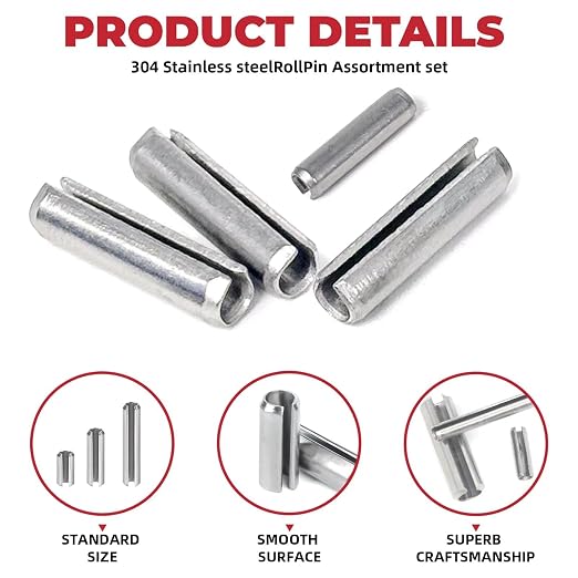 295-Piece Stainless Steel Roll Pin Assortment Kit - Image 4