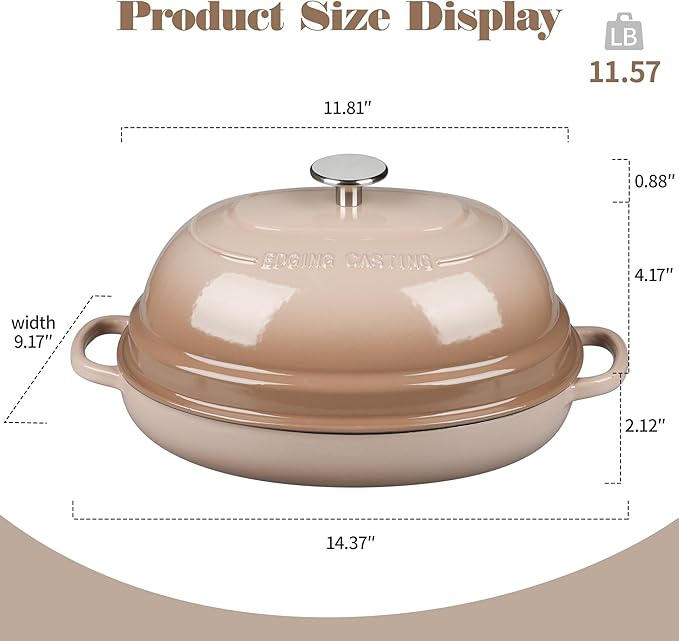 EDGING CASTING Enameled Oval Cast Iron Dutch Oven Pot - Image 2