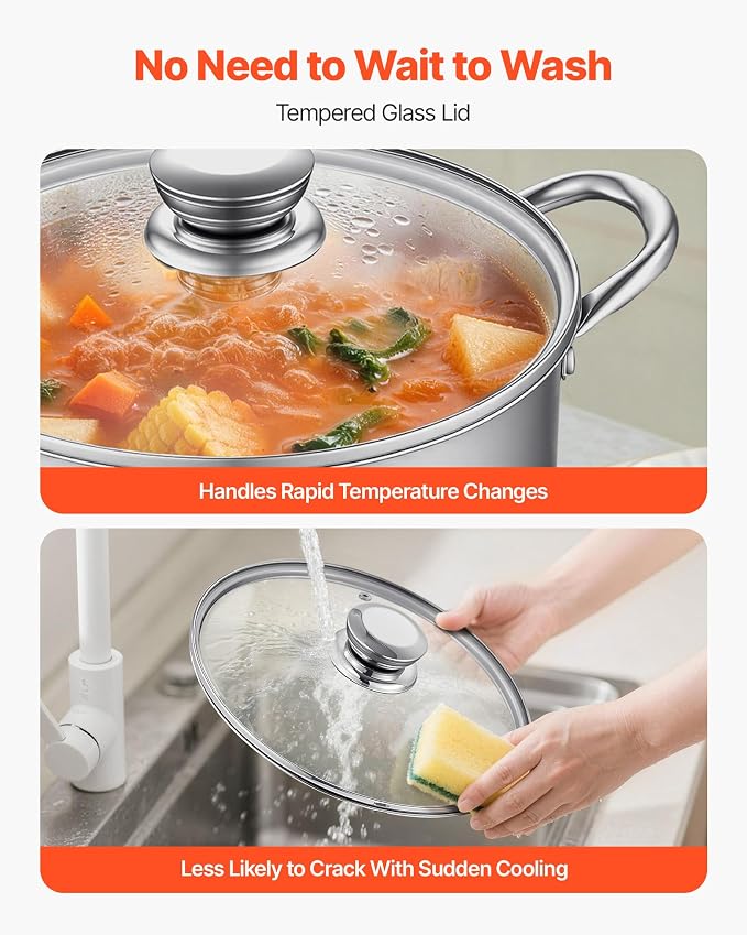 VEVOR Stainless Steel Stock Pot, 8QT Stainless Steel Stockpot - Image 6