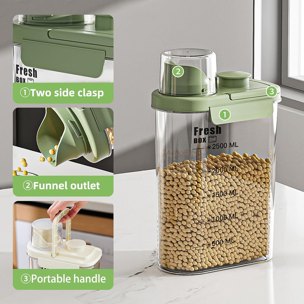 Airtight Rice Storage Container,with Pour Spout & Measuring Cup