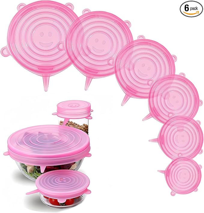 Silicone Stretch Lids – 6 Pack Reusable Food Covers, Flexible Silicone by Unknown