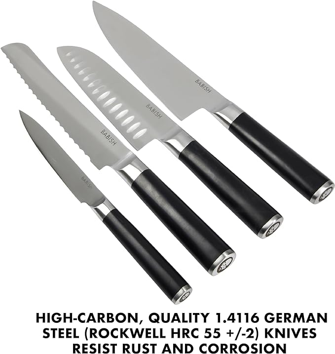 Babish 5-Piece Magnetic Forged Kitchen Knife Block Set – 1.4116 German Steel - Image 6