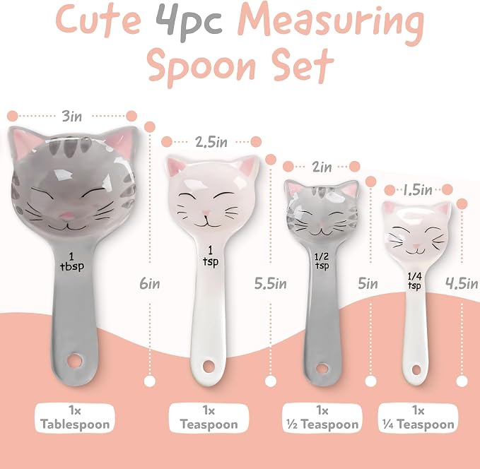 Cat Shaped Ceramic Measuring Spoons - Image 2