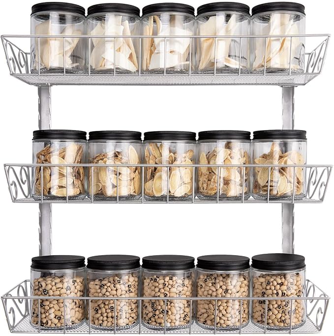 SWOMMOLY Adjustable Wall Mount Spice Rack, 3-Tier Dual-use Organizer - Image 5