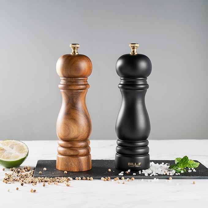 BILL.F Salt and Pepper Grinder Wooden Black Pepper Mill Grinder Salt Pepper - Image 3