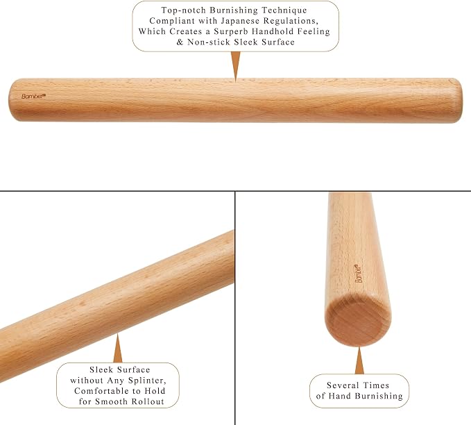 Bamber Wood Rolling Pin for Baking Wooden Rolling Dowel Stick Dough Roller for - Image 3
