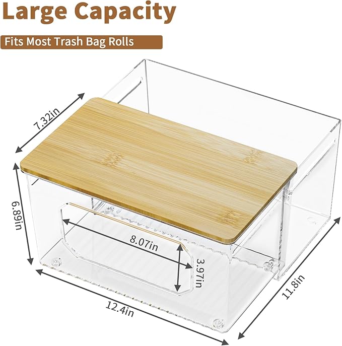 Trash Bag Holder 2-in-1 Under Sink Organizer, Acrylic Trash Bag Dispenser - Image 2