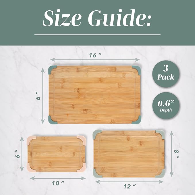 COOK WITH COLOR Non-Slip Cutting Board Set – Kitchen Essentials with Easy Grip - Image 3