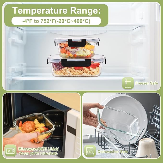 Liuruiyu 8 Pack Glass Food Storage Containers - Image 4