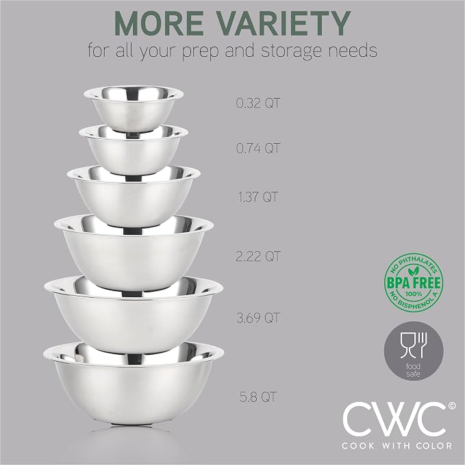 COOK WITH COLOR Stainless Steel Mixing Bowls Set - Image 3