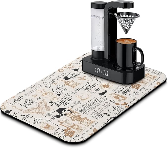 Coffee Bar Mat, Fits Under Coffee Machine, Dish Drying Mat by Kuyig+Home