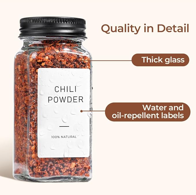 ComSaf Glass Spice Jars with Label, 93 Labels, a Metal Funnel, Extra Shaker Lids - Image 5
