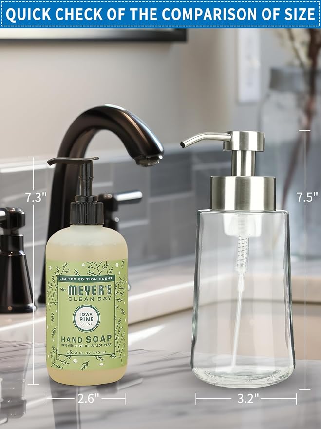 Foaming Hand Soap Dispenser Set, 16 oz Large Glass Soap Dispenser, Foam - Image 4