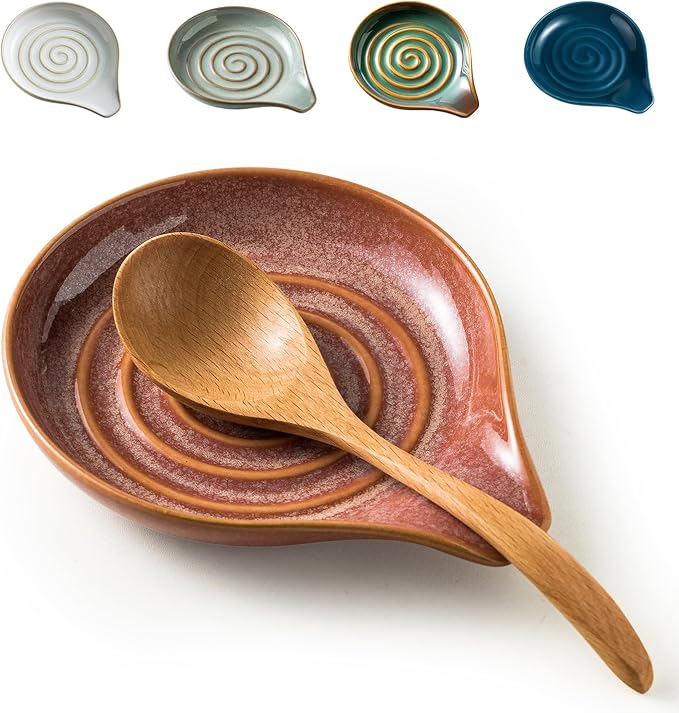 LAUCHUH Spoon Rest for Stove Top, Cooking Spoons, Kiln-Transformed Red by LAUCHUH
