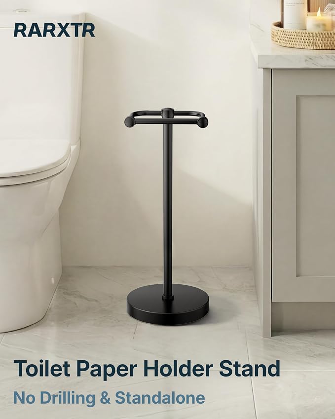RARXTR Toilet Paper Holder Stand, Modern Bathroom Free Standing Toilet Paper - Image 2