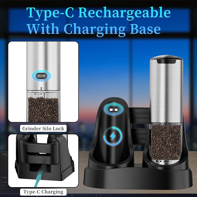Electric Salt and Pepper Grinder Set Type-C Fast Charging, Automatic Salt and - Image 7