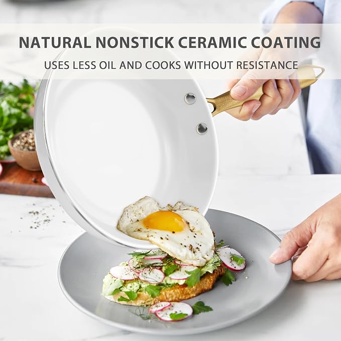 Ceramic Cookware Set, VONIKI 16 Pcs Pots and Pans Set Non Stick, Kitchen - Image 3