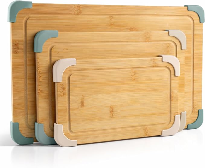 COOK WITH COLOR Non-Slip Cutting Board Set – Kitchen Essentials with Easy Grip by CookwithColor