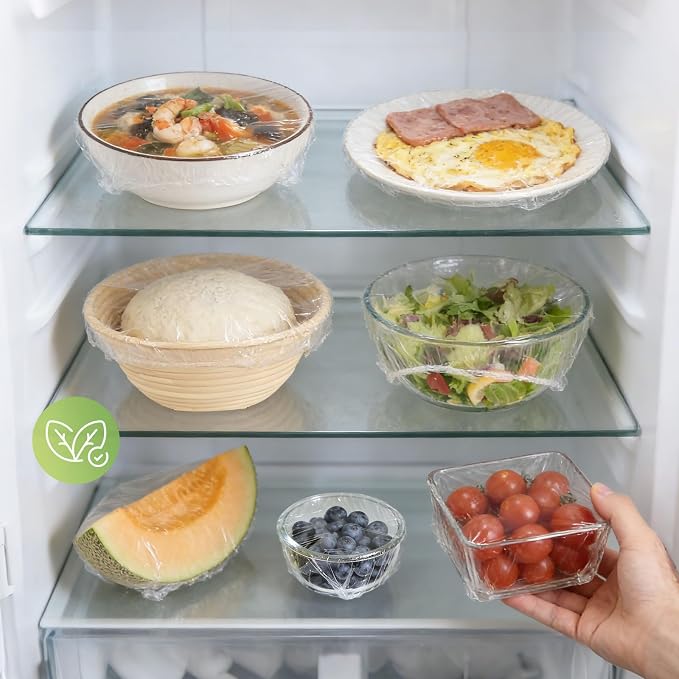Hrunkfg100 Pcs Bowl Covers Plastic Wrap, Reusable Elastic Food Cover, Extra - Image 6