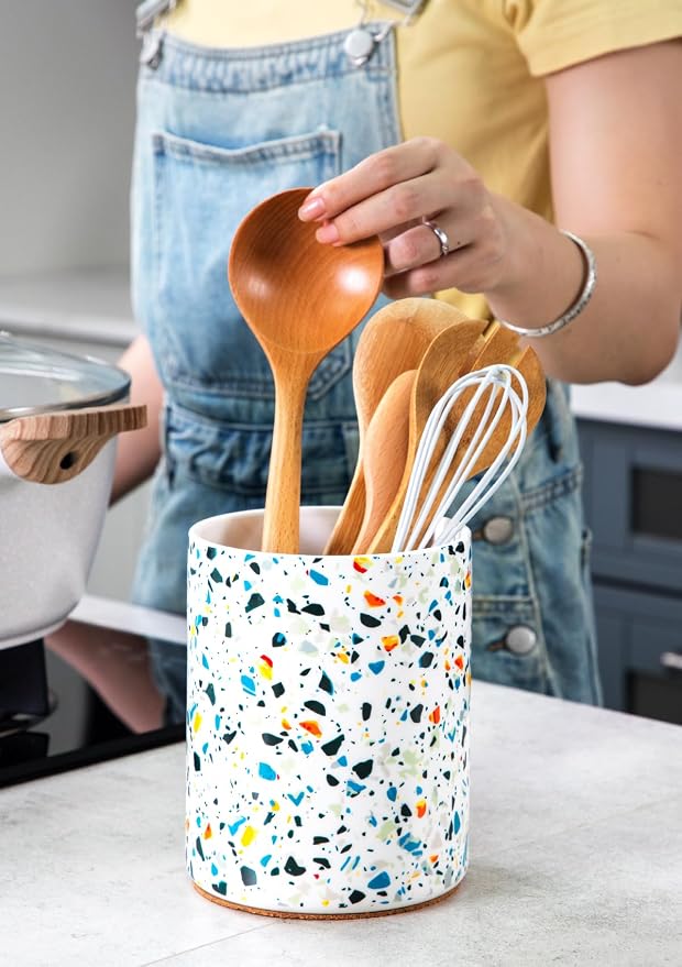 Nucookery Utensil Holder, 6.4" Ceramic Kitchen Utensil Holder - Image 8