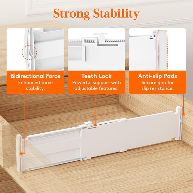 Lifewit 4" Tall 5 Pack Drawer Dividers, 35-56.5cm/13.8-22.2" Expandable Drawer - Image 5