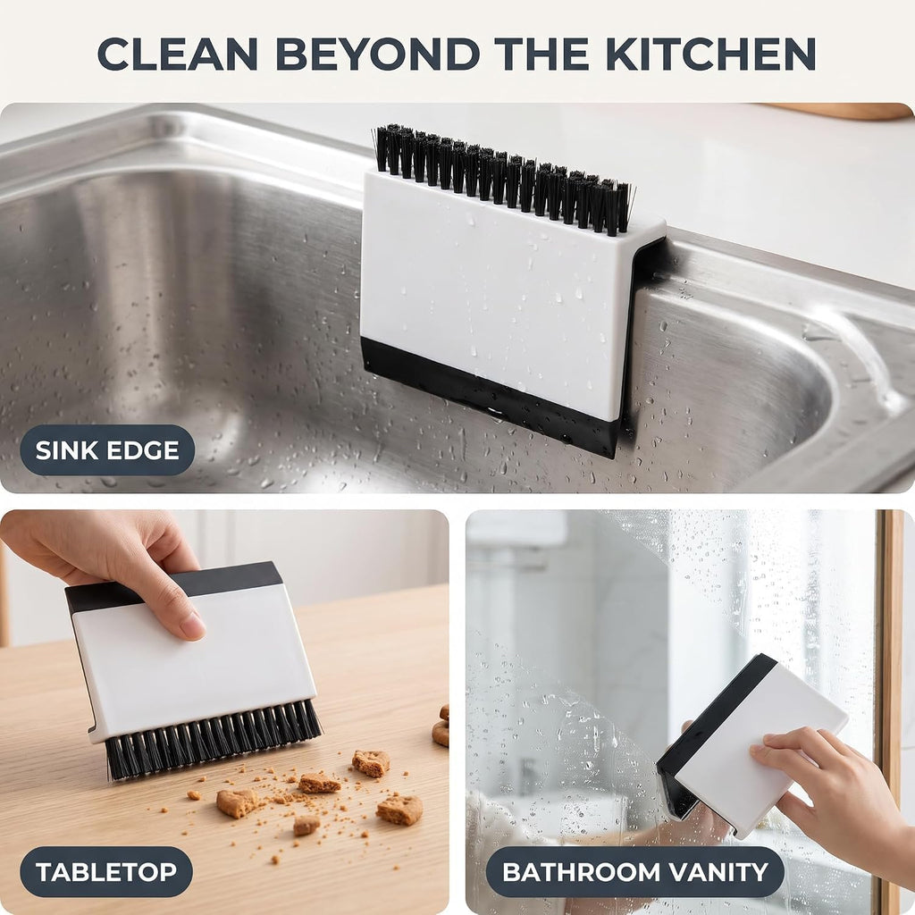 2 Pcs Black Kitchen Sink Squeegee Cleaner Countertop Brush Wiper